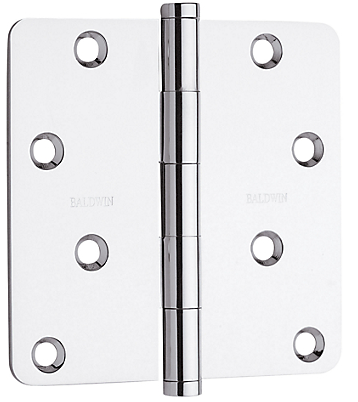 Baldwin 1440 Brass 4" x 4" Radius Corner Hinge Polished Chrome (260)