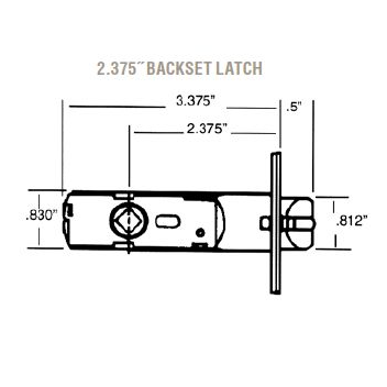 Baldwin Estate 5512 Knob Strength Passage Latch with 2-3/8" Backset Dimensions