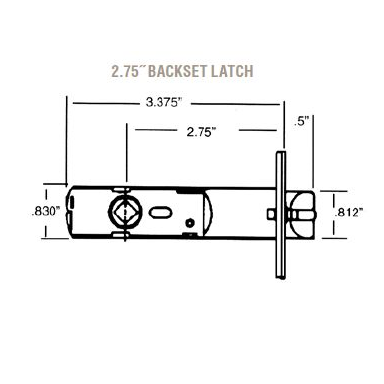 Baldwin Estate 5520 Knob Strength Passage Latch with 2-3/4" Backset Dimensions