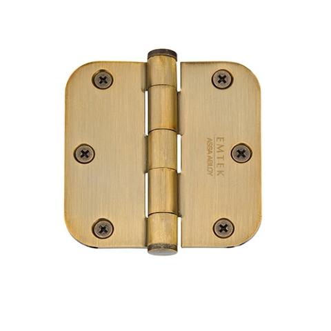 Emtek 3 1/2 radius corner residential brass hinge 