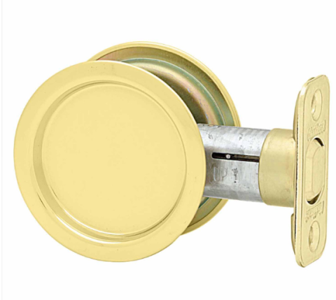 Kwikset Round Passage Pocket Door Lock Polished Brass (3)