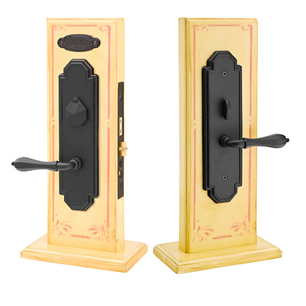 Emtek Octagon Mortise Entrance Lockset with Octagon Lever Flat Black 3533, 3133