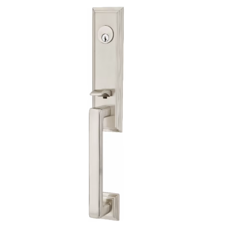 Emtek 4211.15 Wilshire Handleset with Milano Lever Satin Nickel