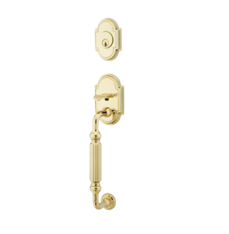 Emtek 4310 Knoxville Handleset with Waverly Knob Polished Brass (US3)