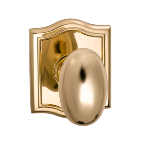 Omnia 434AR Egg Door Knob Set with Arched Rose Polished Brass (US3)