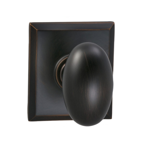 Omnia 434RT Egg Door Knob Set with Rectangular Rose Tuscan Bronze (TB)