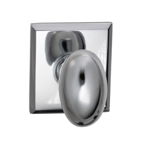 Omnia 434RT Egg Door Knob Set with Rectangular Rose Polished Chrome (US26)