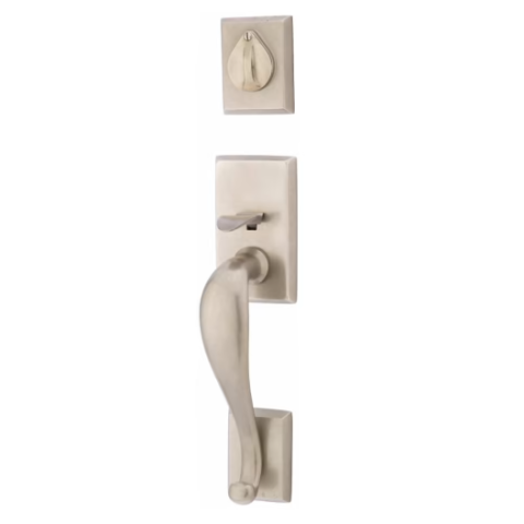 Emtek 451411 Rectangular Sectional Handleset Tumbled White Bronze (TWB)