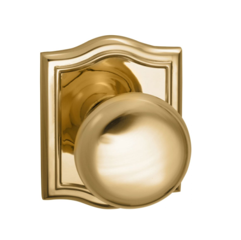 Omnia 458AR Colonial Door Knob Set with Arched Rose Polished Brass (US3)