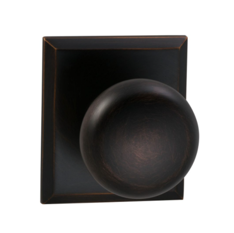 Omnia 458RT Colonial Door Knob Set with Rectangular Rose Tuscan Bronze (TB)