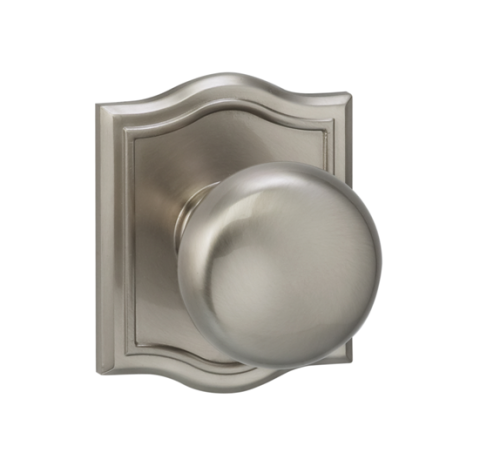 Omnia 458AR-15 Colonial Door Knob Set with Arched Rose Satin nickel