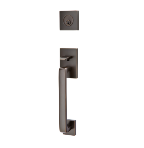 Emtek 4820 Baden Handleset with Helios Brass Lever Oil Rubbed Bronze (US10B)