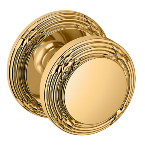 Baldwin Estate Pre-Configured 5013 Door Knob Set with 5021 Rose Lifetime Polished Brass (003)