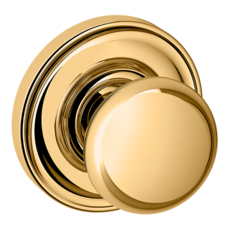 Baldwin Estate Pre-Configured 5030 Door Knob Set with 5048 Rose Lifetime Polished Brass (003)