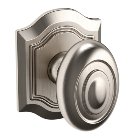 Baldwin Estate Pre-Configured 5077 Door Knob Set with R027 Rose Lifetime Satin Nickel (056)