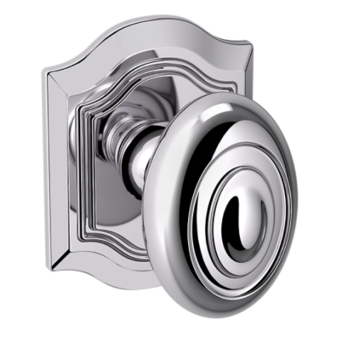 Baldwin Estate Pre-Configured 5077 Door Knob Set with R027 Rose Polished chrome (260)