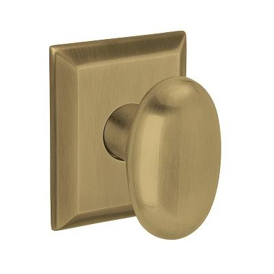 Baldwin Oval Knob Door Knob Set with Squared Rose 5024.MR.R033.PS 