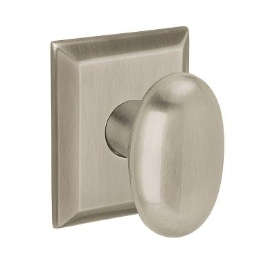 Baldwin Oval Knob Door Knob Set with Squared Rose 5024.MR.R033