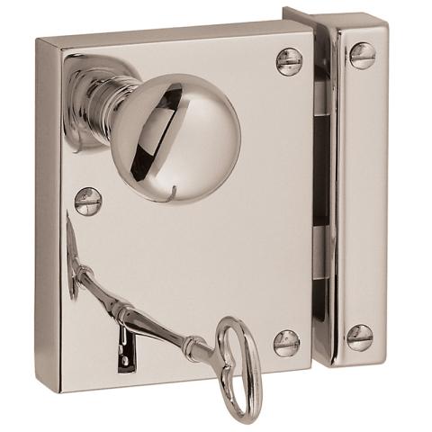 Baldwin 5604 Small Horizontal Rim Lock in Lifetime Polished Nickel (055)