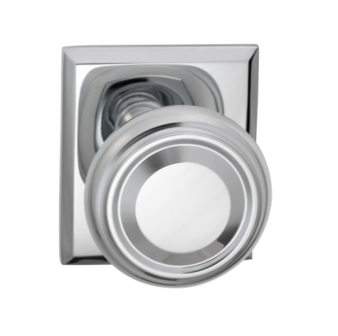 Omnia 565RT Traditional Door Knob Set with Rectangular Rose Polished Chrome (US26)