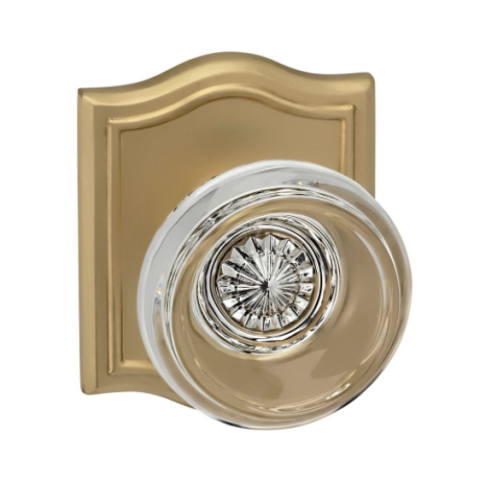 Omnia 566AR Glass Door Knob Set with Arched Rose Satin Brass (US4)