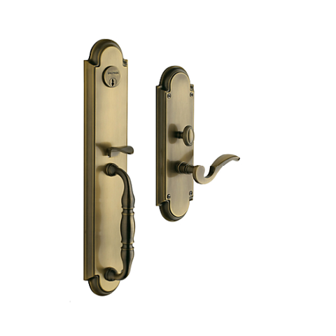 Baldwin Estate 6544 Hamilton Mortise Handleset in Satin Brass & Black