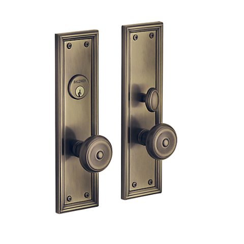 Baldwin Estate 6547 Nashville Mortise Entrance Set in Satin Brass & Black