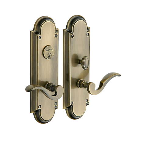 BBaldwin Estate 6951 Stanford Mortise Entrance Set in Satin Brass & Black