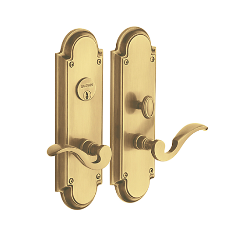 Baldwin Estate 6951 Stanford Mortise Entrance Set in Satin Brass & Black