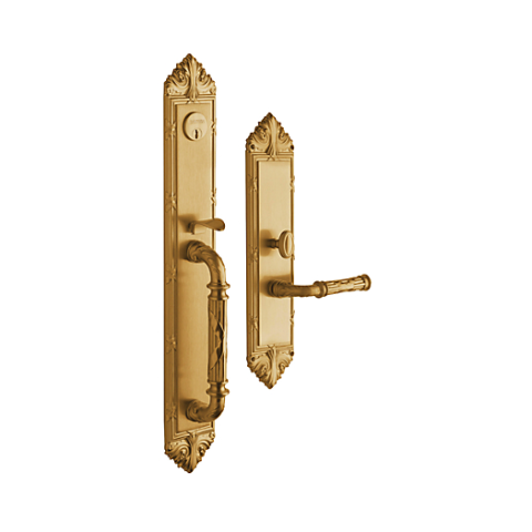 Baldwin Estate 6952 Edinburgh Full Plate Mortise Handleset in vintage Brass 