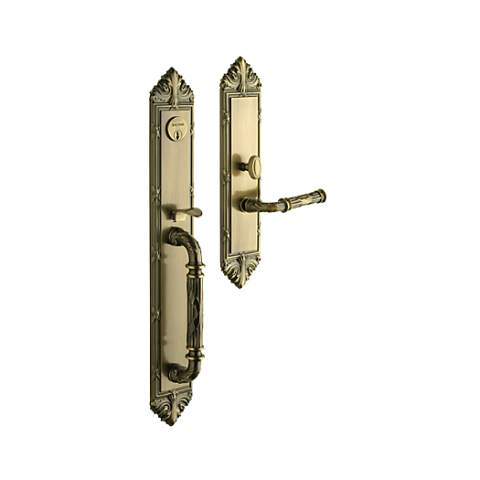 Baldwin Estate 6952 Edinburgh Full Plate Mortise Handleset Satin Brass & Black