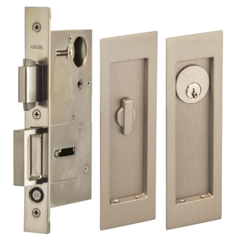 Omnia 7035/A.15 Modern Rectangular Keyed Entry Pocket Door Lock