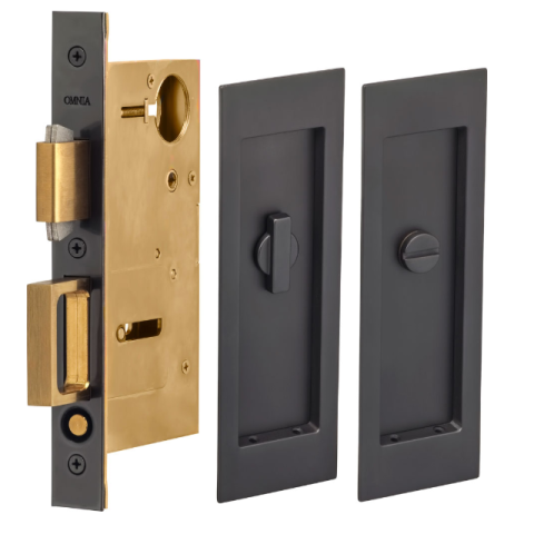 Omnia 7035/L.10B Modern Rectangular Privacy Pocket Door Lock