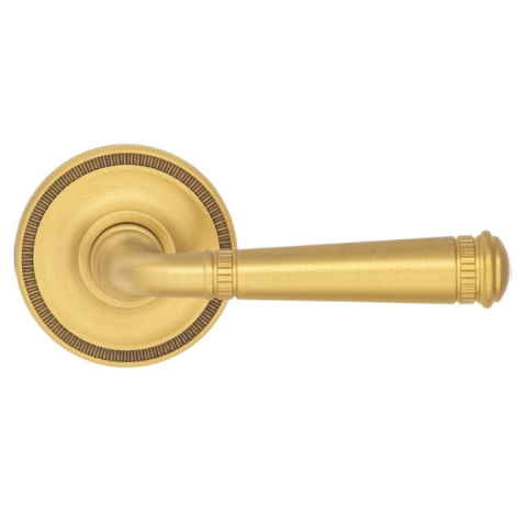 Omnia 751ML67 Milled Door Lever Set Satin Brass (US4)