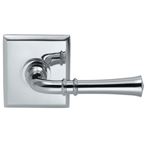 Omnia 785RT-15 Traditional Door Lever Set with Rectangular Rose Polished Chrome (US26)