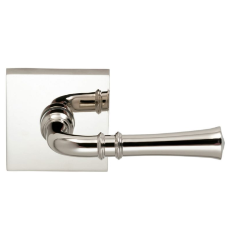 Omnia 785SQ-14 Traditional Door Lever Set with Square Rose Polished Nickel (US14)