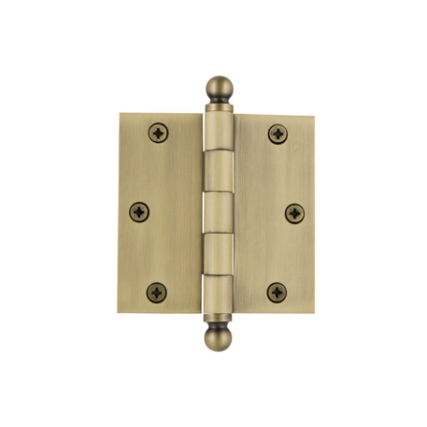 Grandeur 808988 3.5" Ball Tip Hinge with Square Corners Vintage Brass