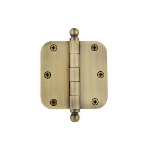 Grandeur 808995 3.5"" Ball Tip Hinge with 5/8" Radius Corners Vintage Brass