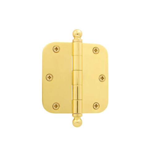 Grandeur 808998 3.5"" Ball Tip Hinge with 5/8" Radius Corners Polished Brass