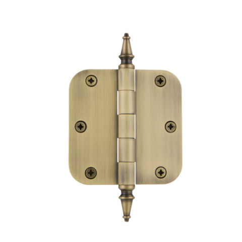 Grandeur 812191 3.5" Steeple Tip Hinge with 5/8" Radius Corners Vintage Brass