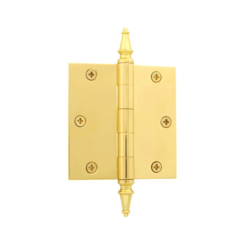 Grandeur 3.5" 812203 Steeple Tip Hinge with Square Corners Polished Brass