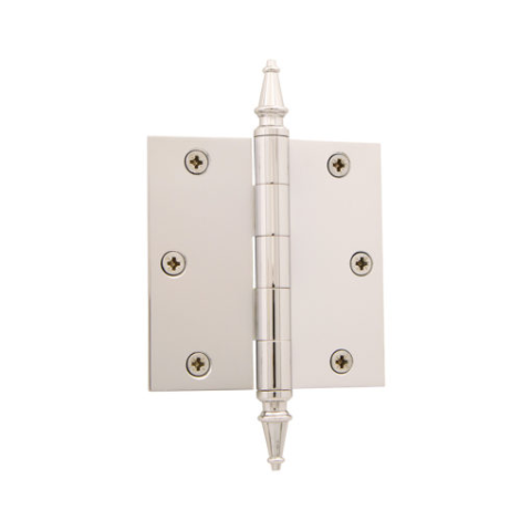 Grandeur 3.5" 812204 Brass Steeple Tip Hinge with Square Corners Polished Nicke;