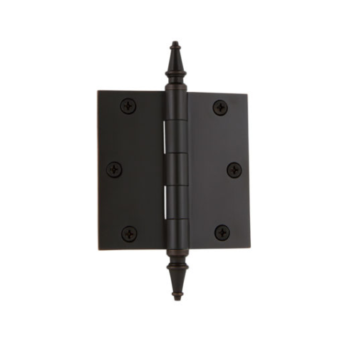 Grandeur 3.5" 813022 Brass Steeple Tip Hinge with Square Corners Timeless Bronze