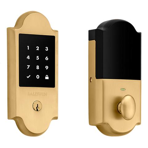 Baldwin Estate 8235452ZW Z-Wave Boulder Touchscreen Deadbolt Lifetime Satin Brass