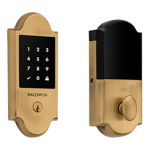 Baldwin Estate 8235060ZW Z-Wave Boulder Touchscreen Deadbolt Satin Brass and Brown