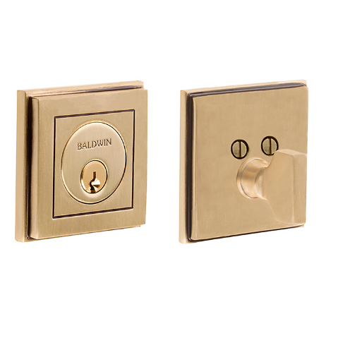 Baldwin Estate 8260 Hollywood Hills Single Cylinder Deadbolt Satin Brass and Brown (060)