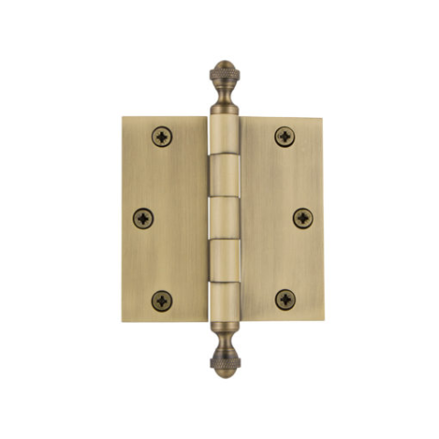 Grandeur 833049 3.5" Acorn Tip Hinge with Square Corners Vintage Brass