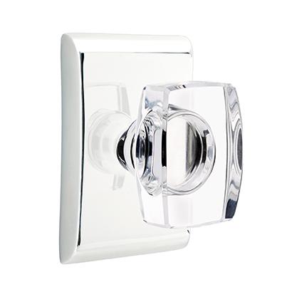 Emtek Modern Windsor Crystal Door Knob Set with Neos Rose Polished Chrome 