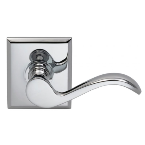 Omnia 895RT Wave Door Lever Set with Rectangular Rose Polished Chrome (US26)