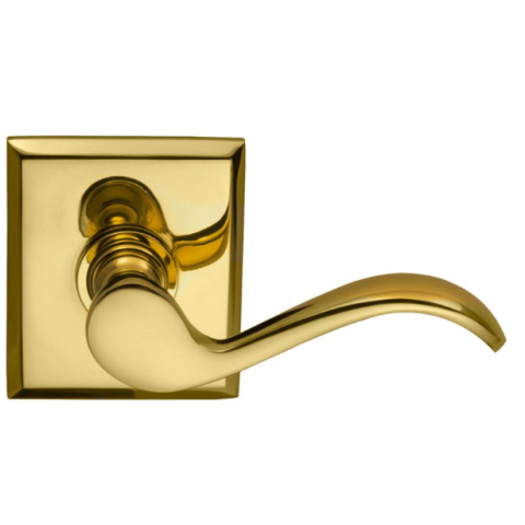 Omnia 895RT Wave Door Lever Set with Rectangular Rose Polished Brass (US3)